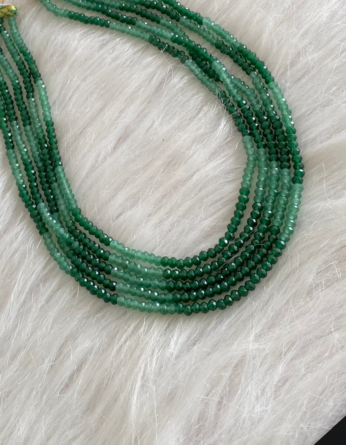 Green colour agates beaded layered necklace dj-54961