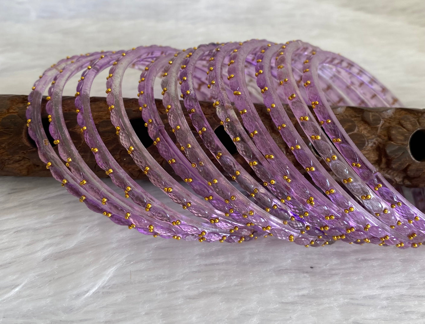 Set of 12 lavender glass bangles(2.8) dj-52806