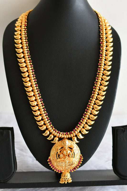 Gold look alike kerala style AD pink lakshmi mango haar dj-51954