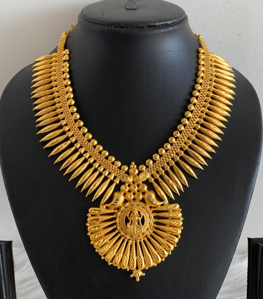 Gold tone kerala style mulla mottu lakshmi necklace dj-54140