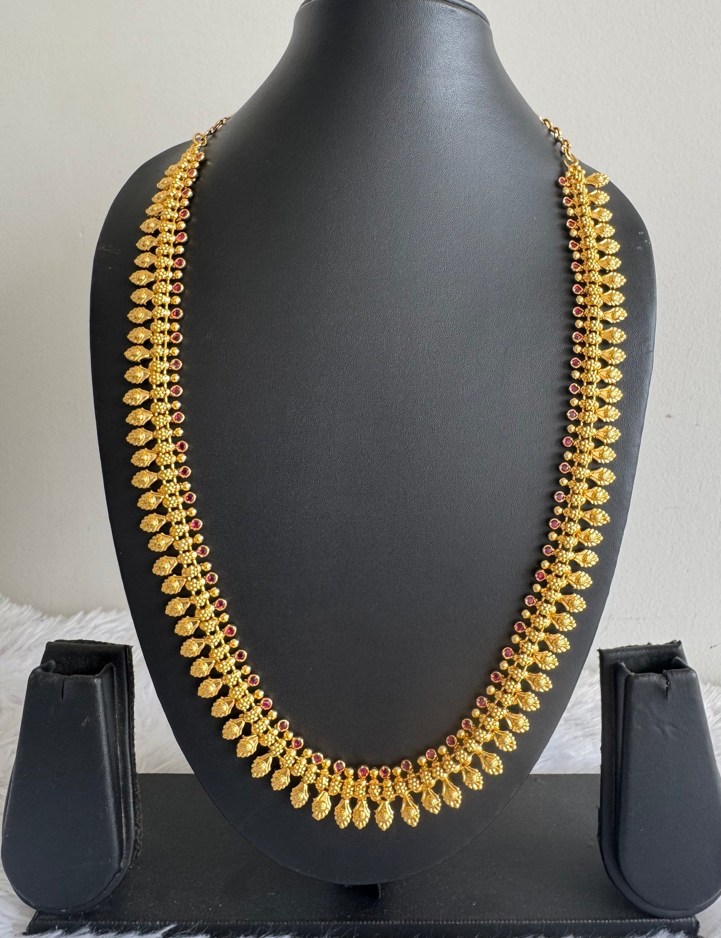 Gold look alike kerala style ad pink feather haar dj-51635