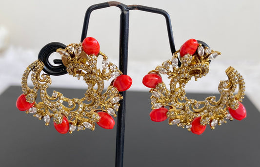 Antique cz coral earrings dj-52870