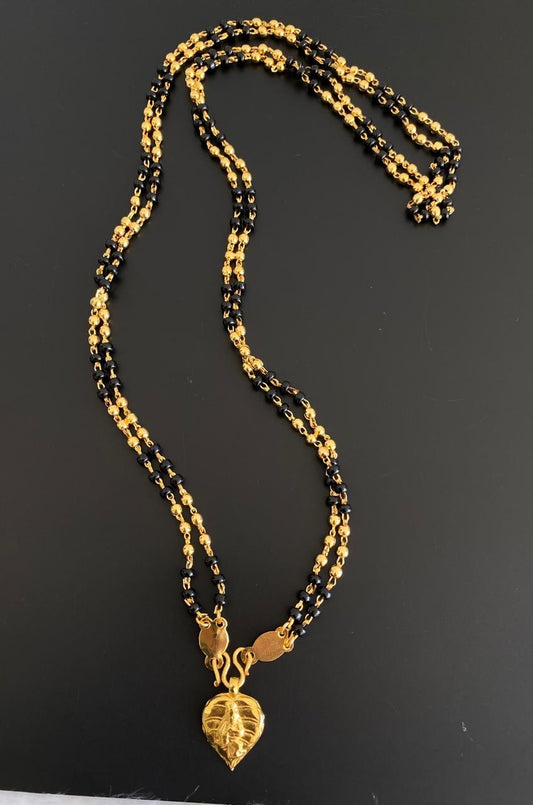Gold tone black krishna pendant karimani mala/chain dj-36875