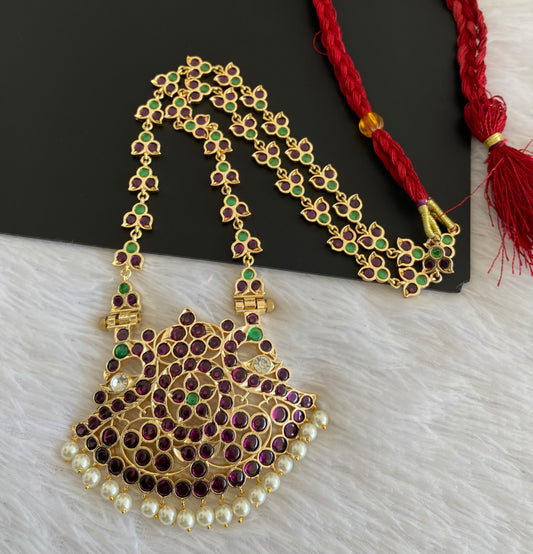 Gold tone precious kemp-green peacock pearl haar dj-53359