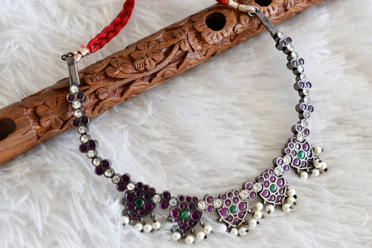 Black finish precious kemp-green pearl necklace dj-52509