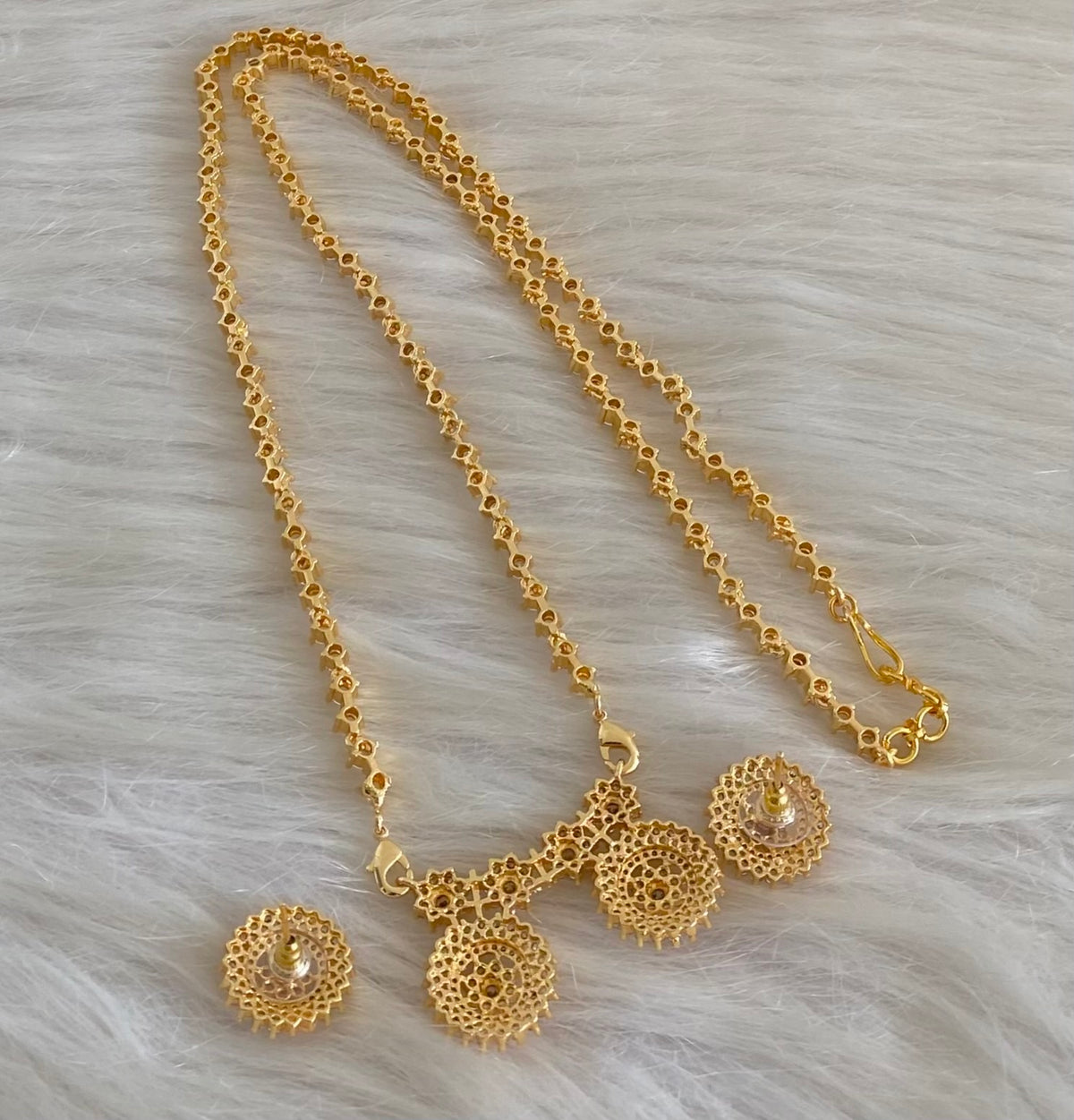 Gold tone white stone mangalyam/haar set dj-54807