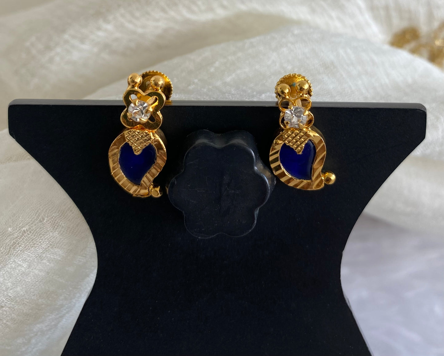 Gold tone blue Mango Kerala style stud/Earrings -dj52871