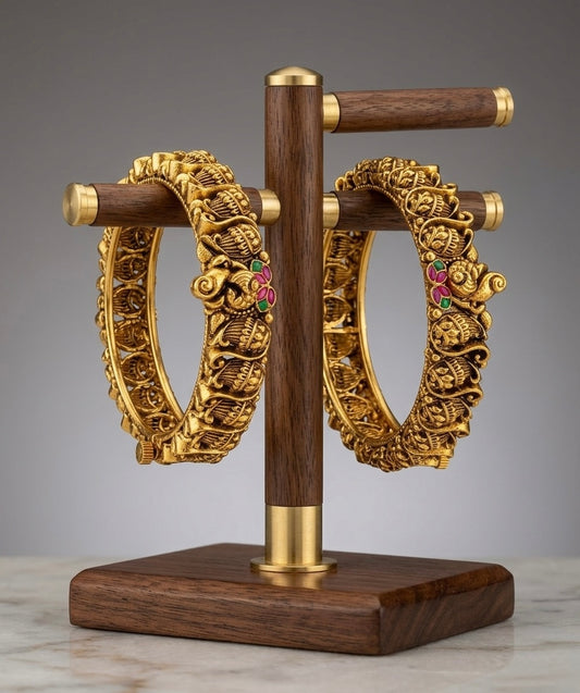 Antique gold tone swan screw type bangles(2.8) dj-53056