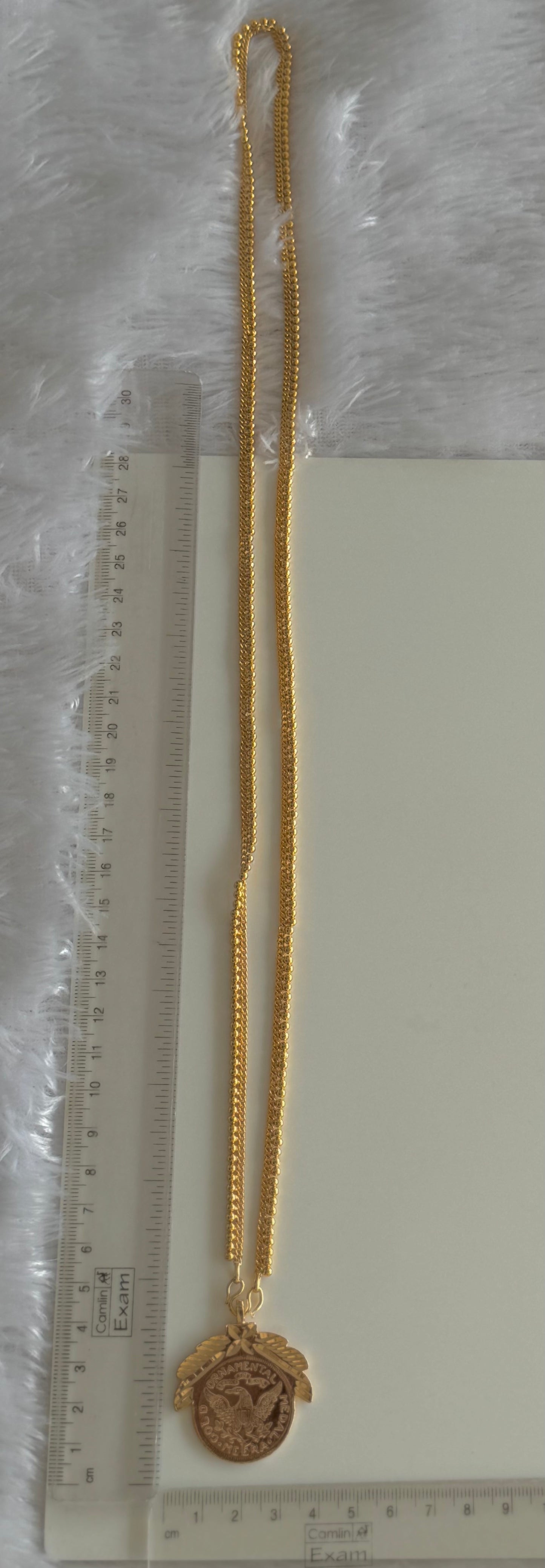 Gold tone 30 inches chain head coin pendant dj-51432