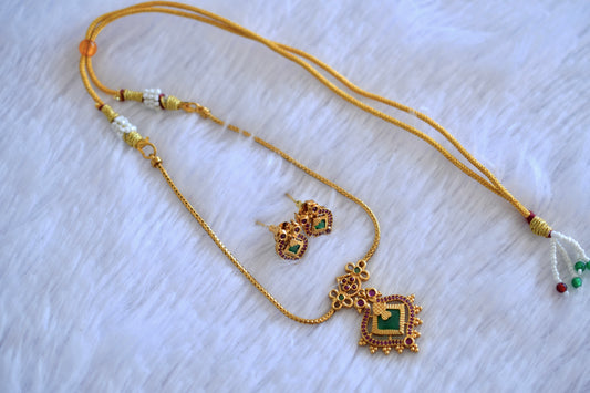 Antique gold tone kemp-green peacock necklace set dj-52730