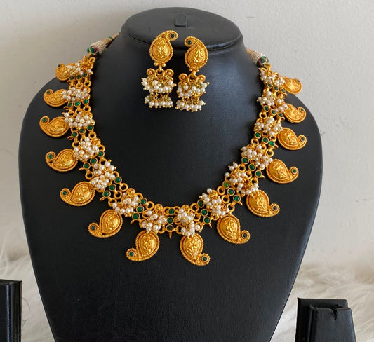 Matte finish green mango necklace set dj-06980