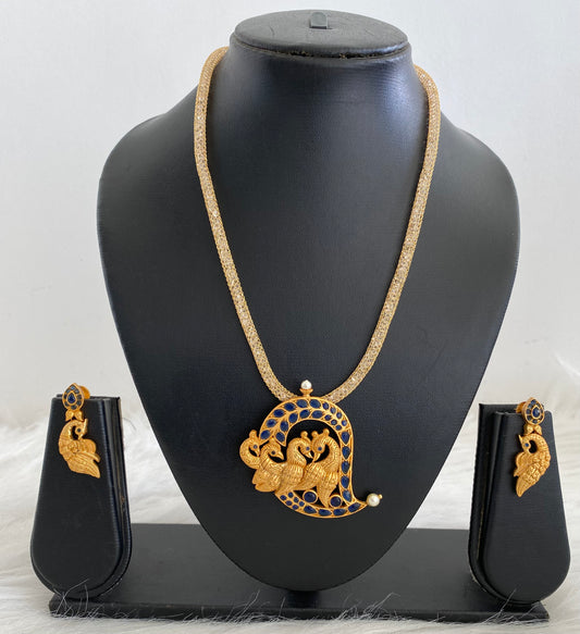 Royal Matte Finish Blue Peacock Necklace Set-dj06986