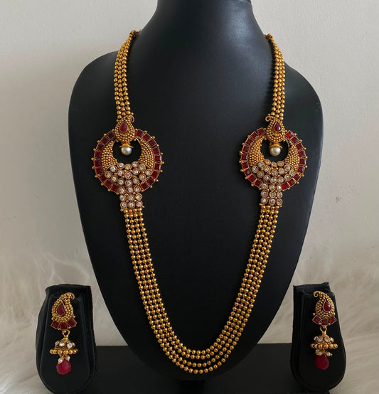 Beautiful Red- Mugappu Multilayer Necklace Set-dj06995