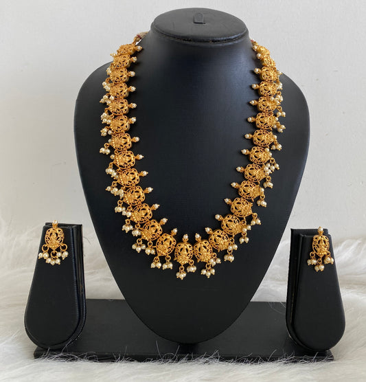 Matte Finish pearl Lakshmi necklace set-dj07332
