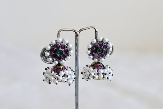 Black finish precious kemp-green pearl jhumkka dj-52521