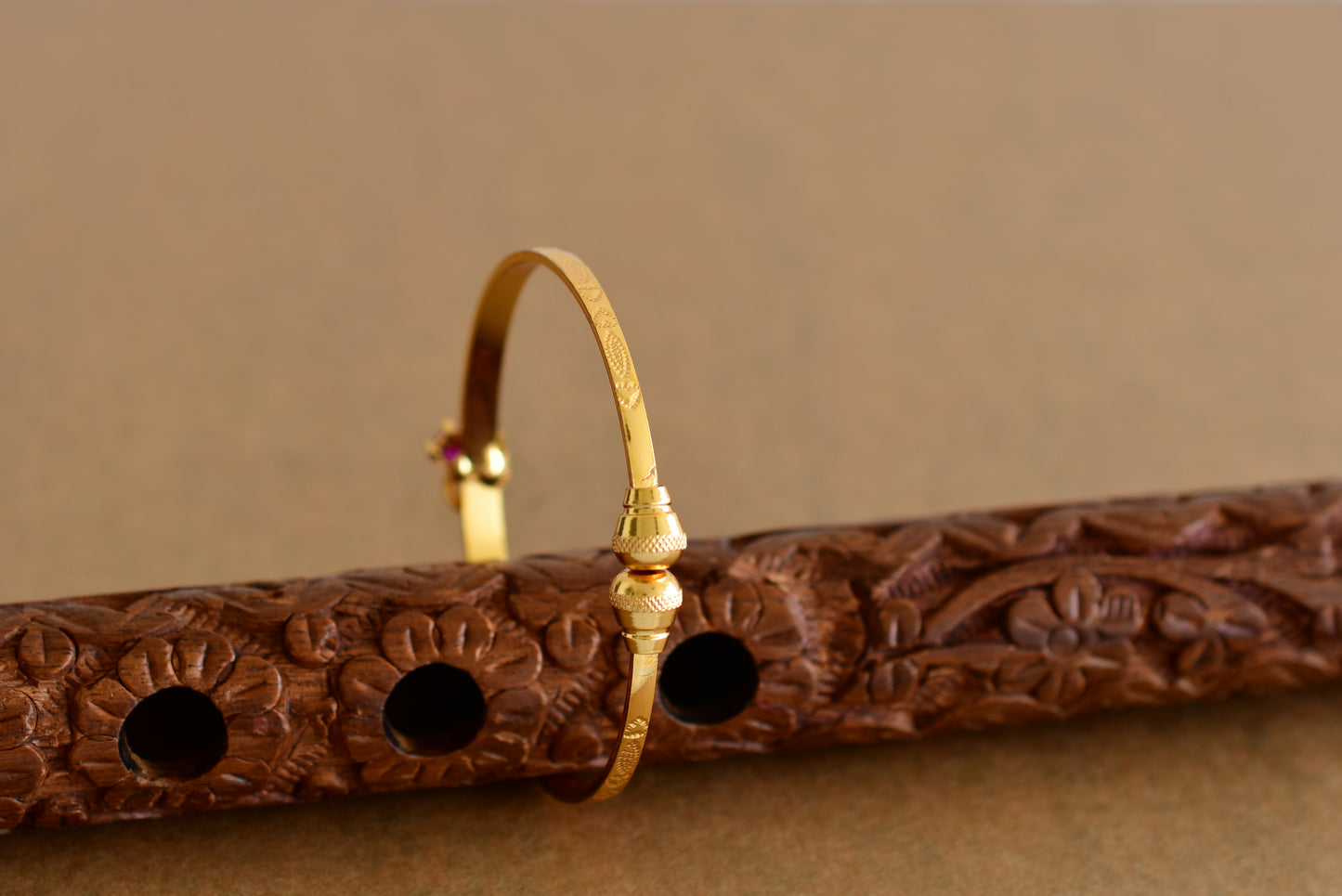 Gold tone ruby peacock openable kada/bangle(2.4) Dj-51667