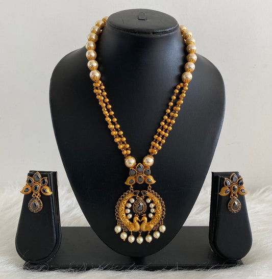 Matte Finish Black Pearl Necklace Set-dj08023