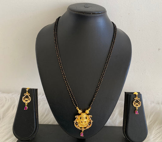 Gold Tone Cz Ruby Lakshmi Mangalsutra set dj-09193