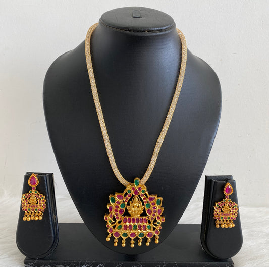 Matte Finish ruby-emerald Lakshmi necklace set-dj09412