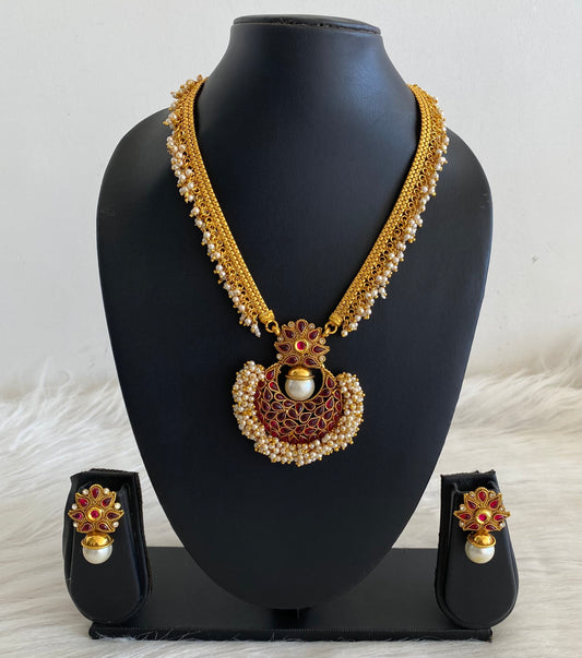 Antique gold tone Kemp Pearl Cluster Bali necklace Set-dj09890