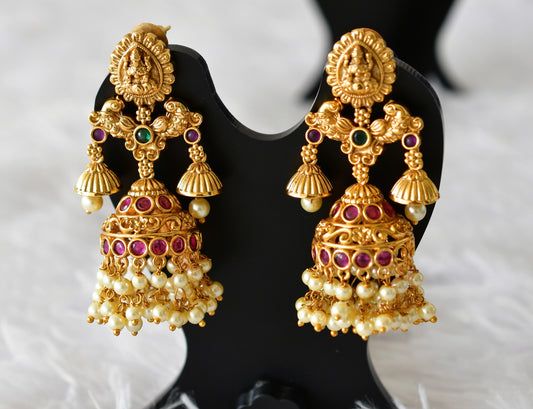Matte finish kemp-green pearl peacock Lakshmi jhumkka dj-51874