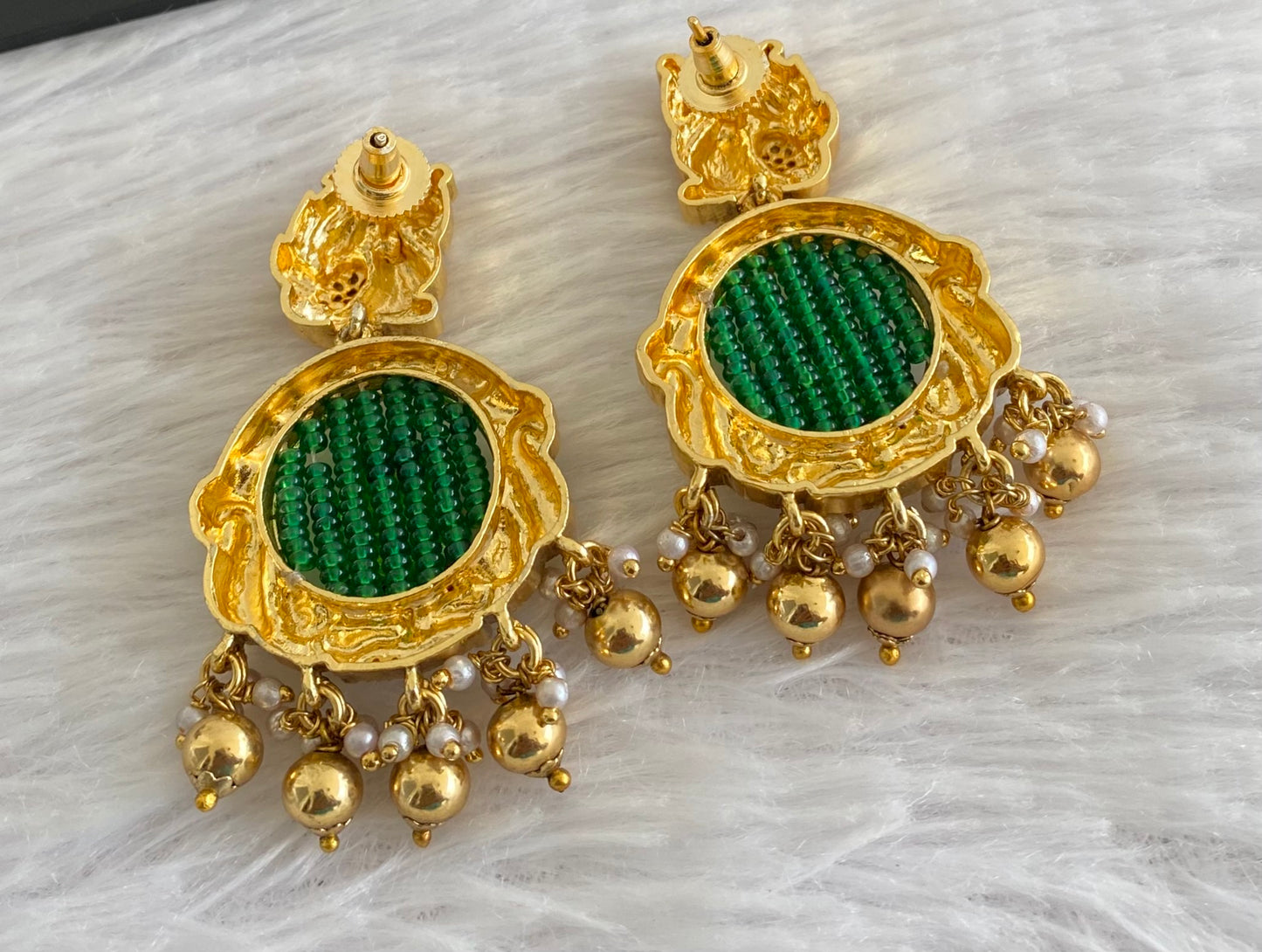 Antique gold tone peacock lakshmi earrings dj-53574