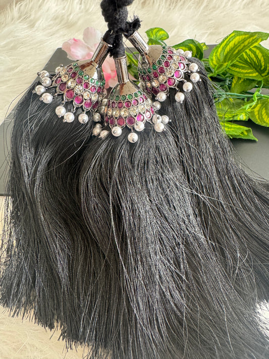 Black finish AD precious kemp-green pearl kuppulu/kunjalam dj-51182