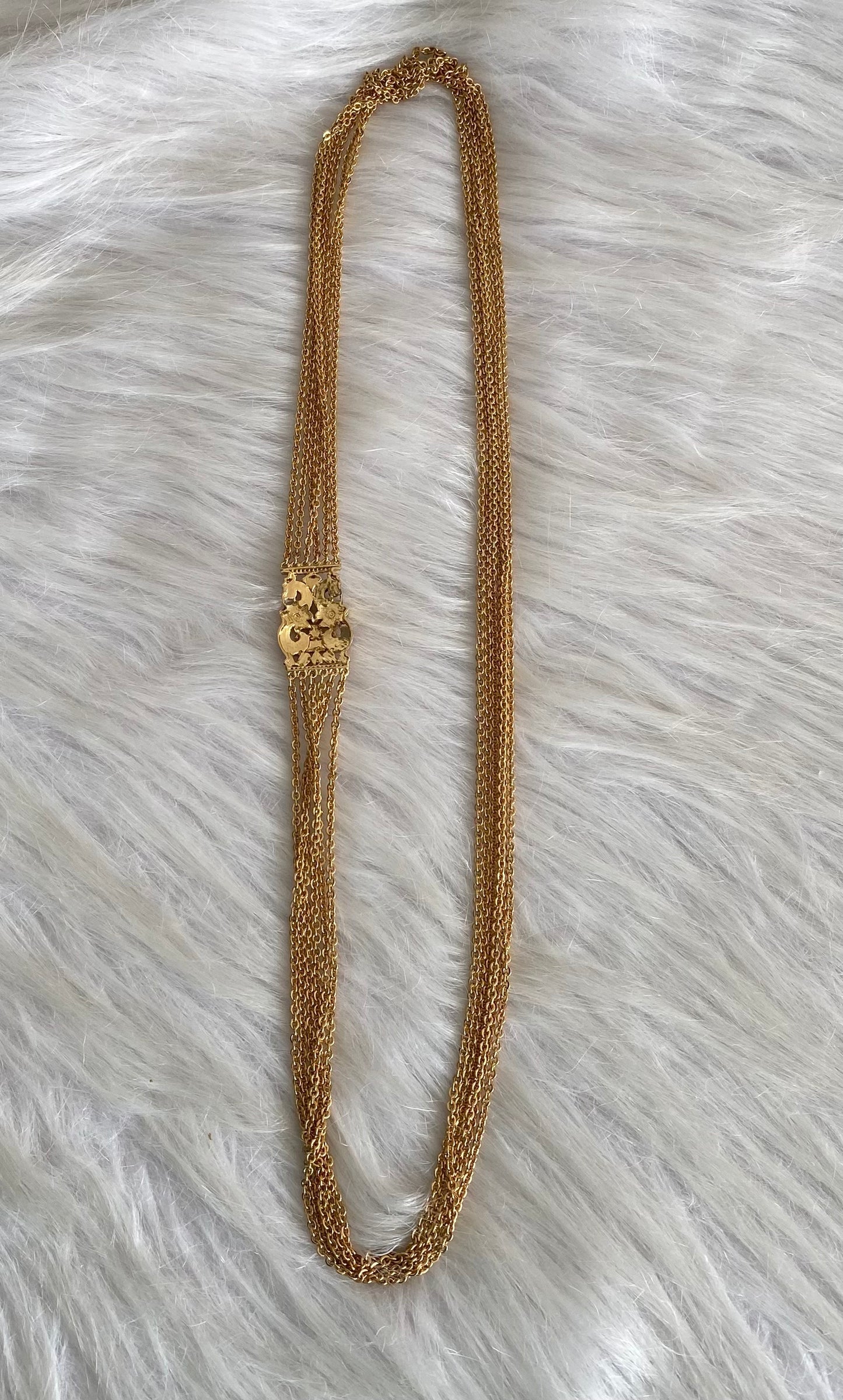 Antique gold tone peacock kundan jadau mugappu chandra haar dj-54189