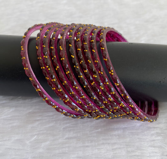 Set of 10 dark purple glass bangles(2.10) dj-52846