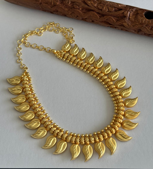Matte gold tone kerala style mango necklace dj-51653