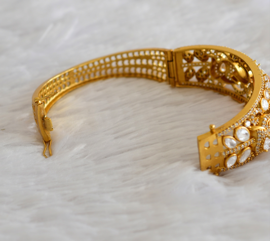 Antique gold tone cz moissanite red elephant kada dj-51774