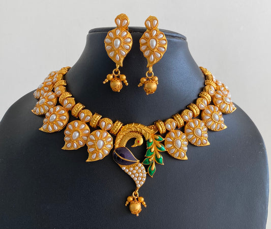 Matte Finish Pearl Meenakari Peacock Set DJ10712