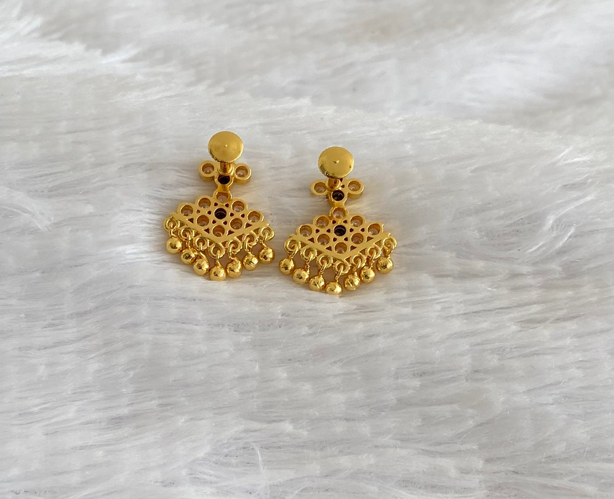 Gold tone black-white stone pathakkam earrings dj-54903