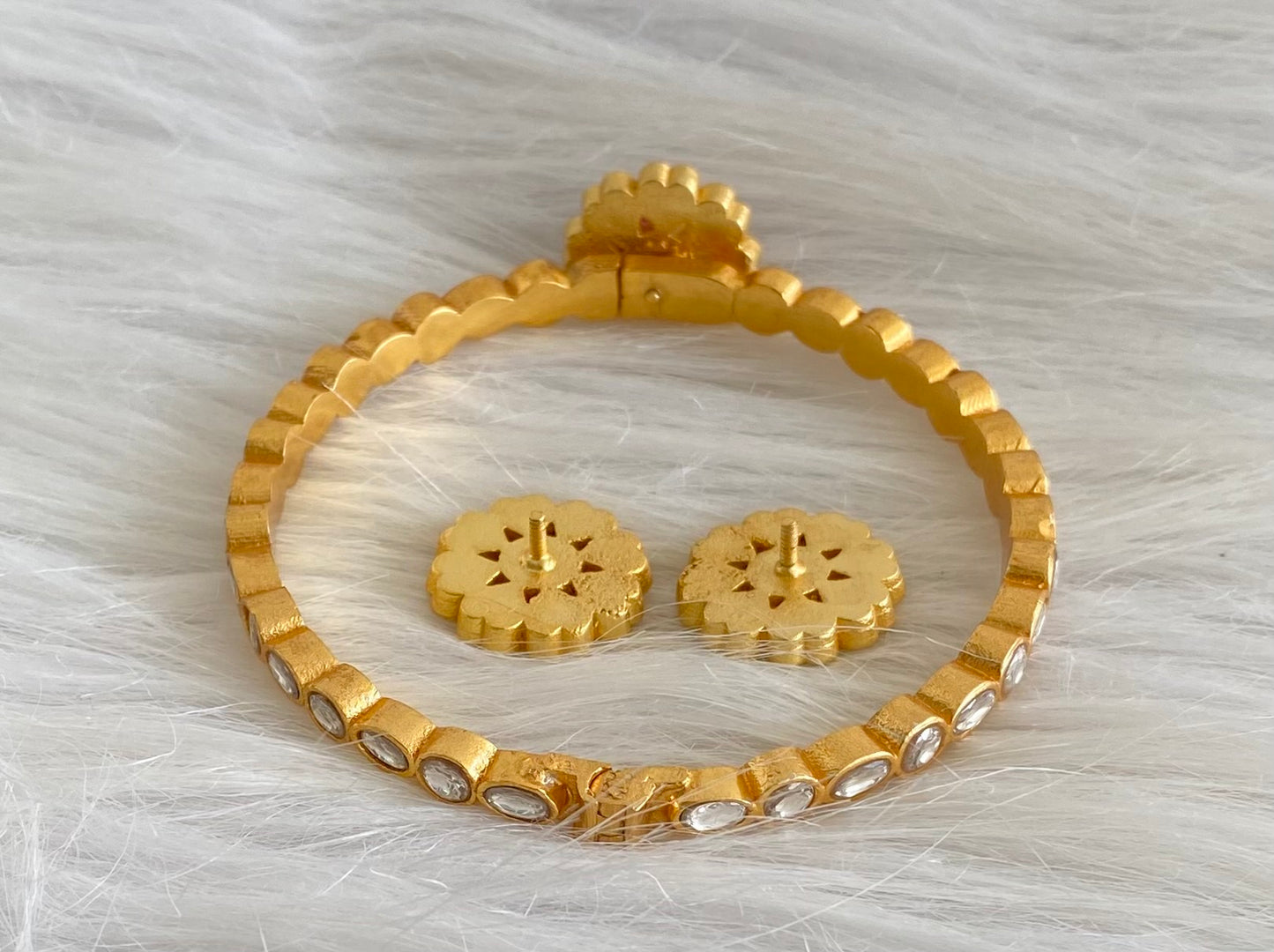 Gold tone flower Kundan jadau changeable kada/bracelet dj-53976
