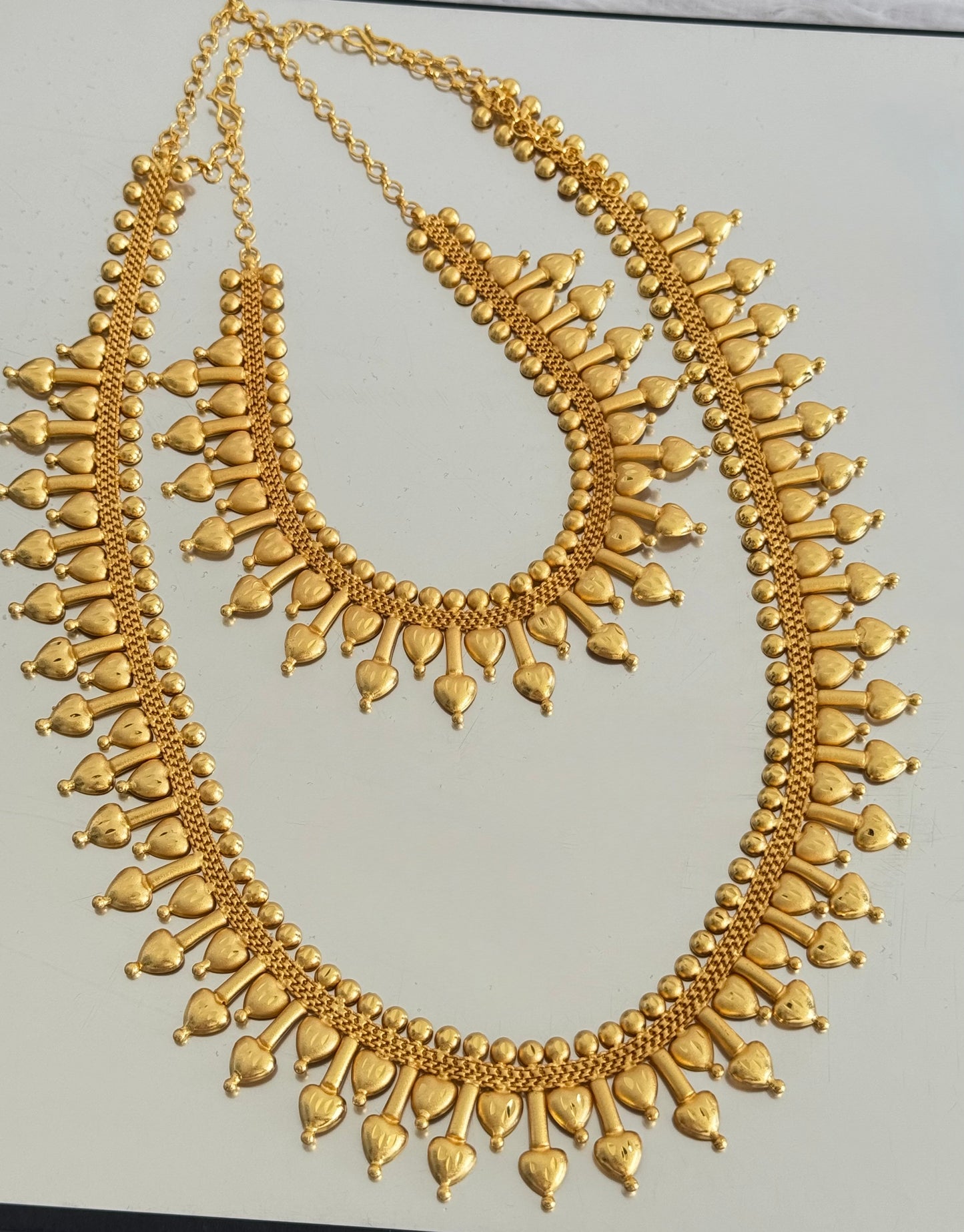 Matte Gold tone kerala style heart combo set dj-51647