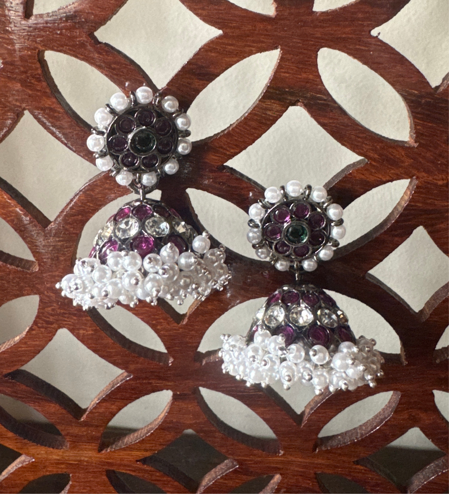 Black finish precious kemp pearl jhumkka DJ-50728