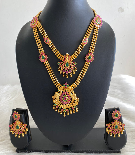 Matte finish ruby-emerald peacock step haar set dj-11168