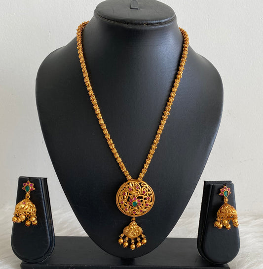 Matte Finish Ruby-green Swan Chain/Necklace Set- DJ11314