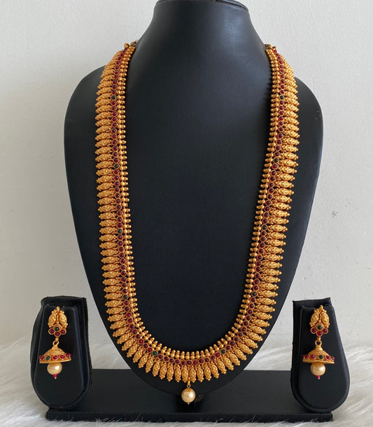 Matte Finish Kemp-green Kerala style Haar Set- DJ11320