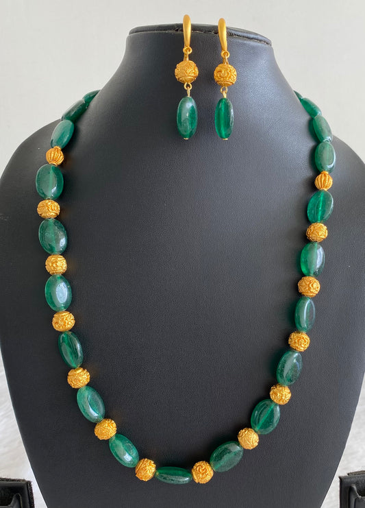 Matte finish green beaded necklace set dj-11385