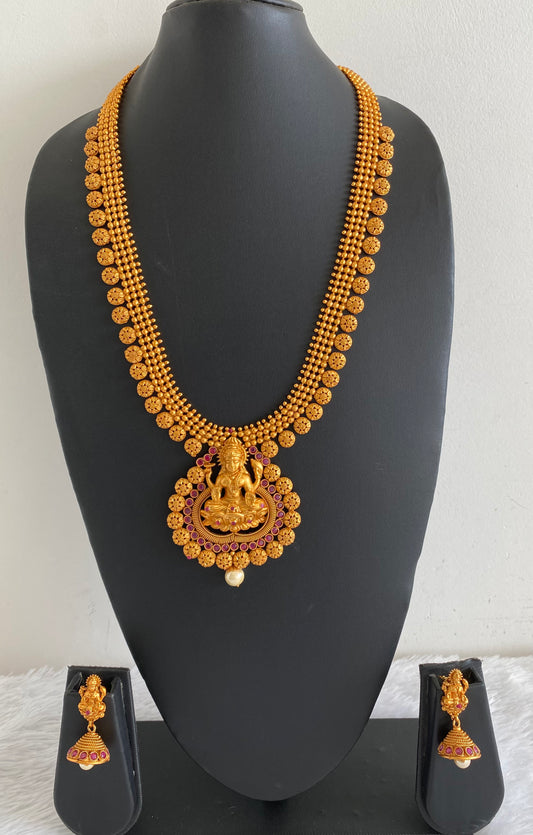 Matte finish ruby Lakshmi mango haar set dj-11512