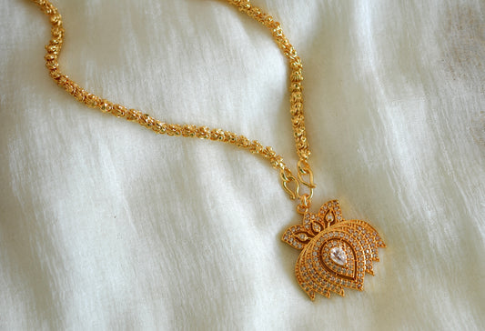 Gold tone 24 inches chain with white lotus pendant dj-52631