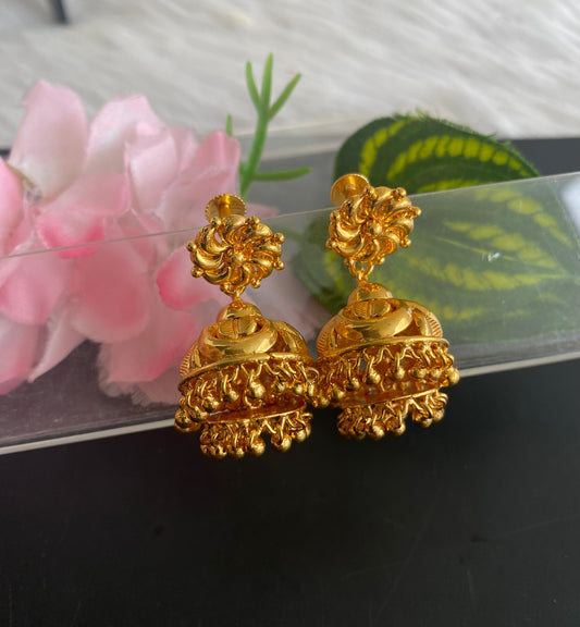Gold tone Kerala style step jhumkka dj-51123