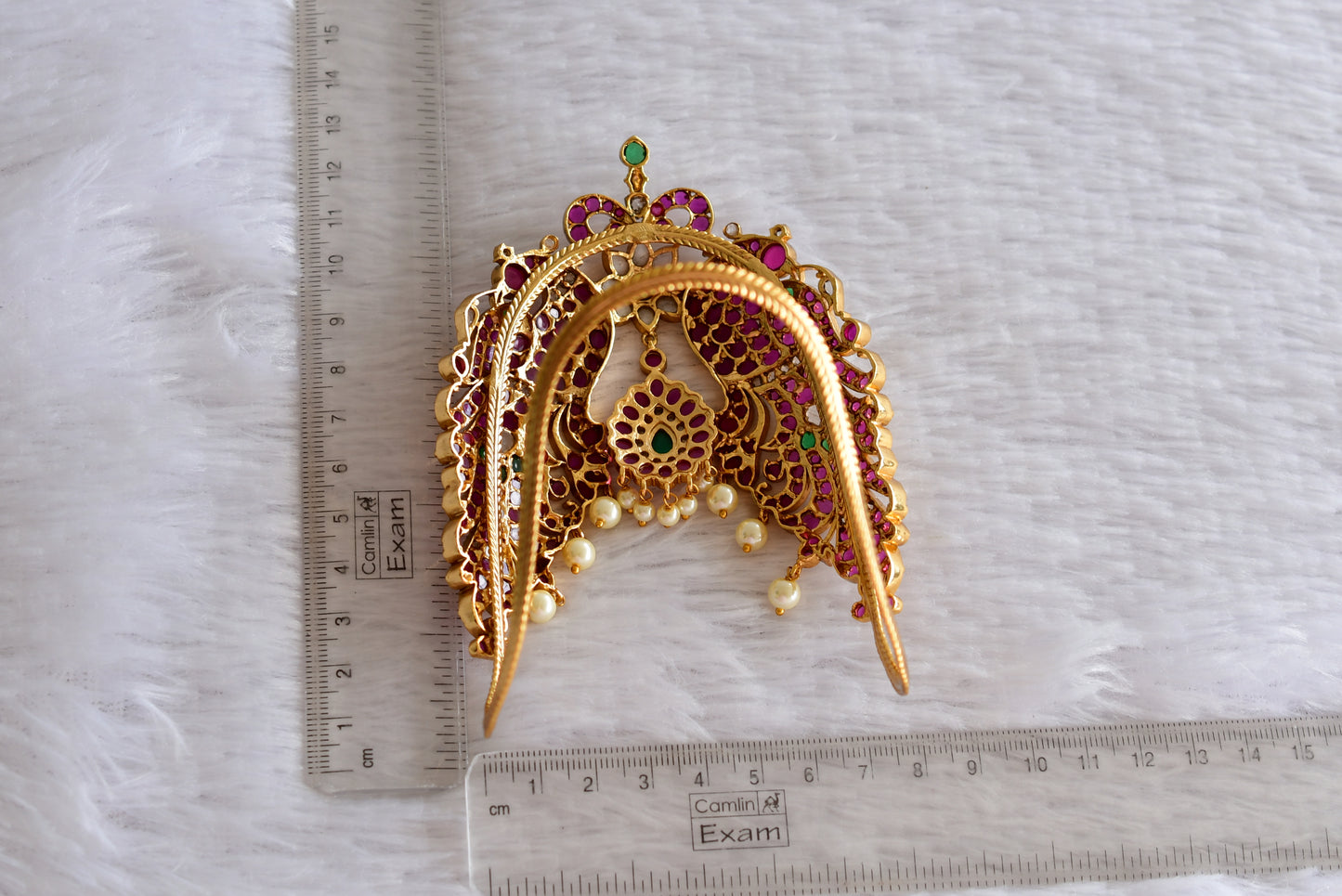 Matte finish kemp-green pearl peacock flower bridal vanki/bajuband dj-51970