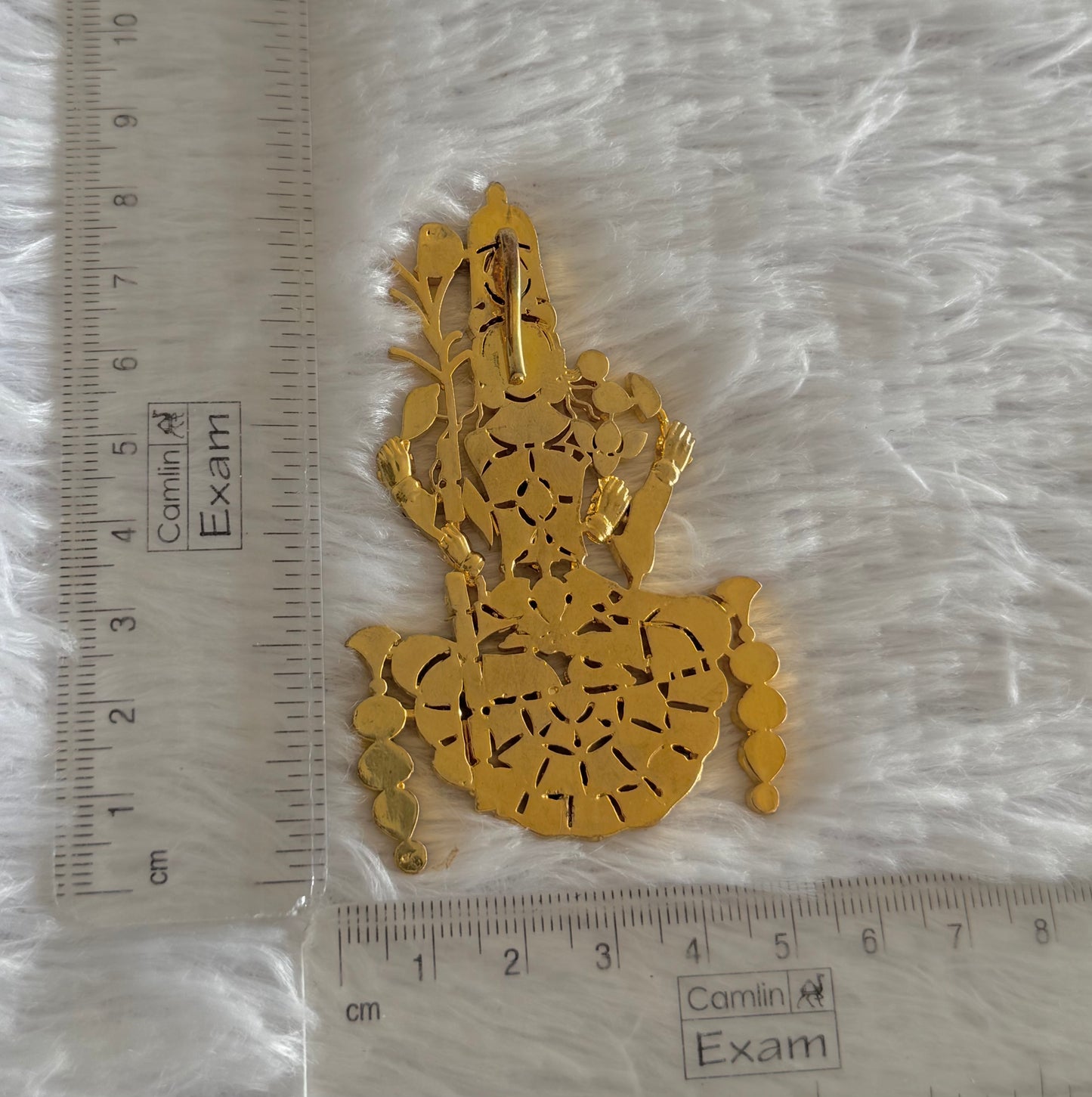 Gold tone white kundan jadau Kamakshi pendant dj-51592