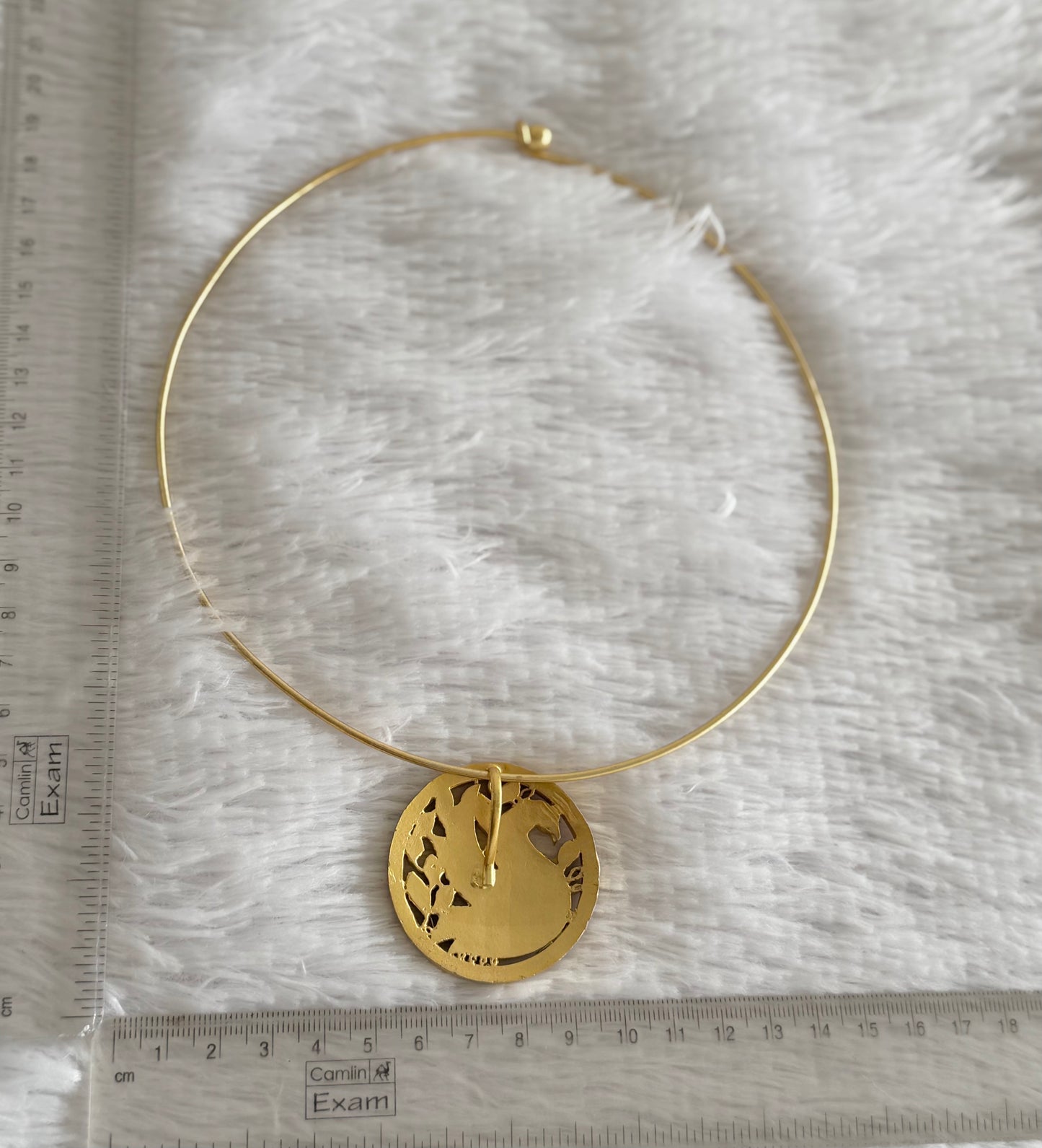 Matte finish pink kundan jadau round hasli peacock necklace dj-51532