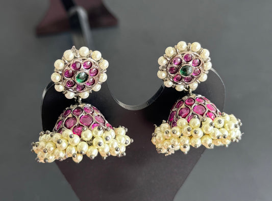 Black finish precious kemp pearl jhumkka dj51025