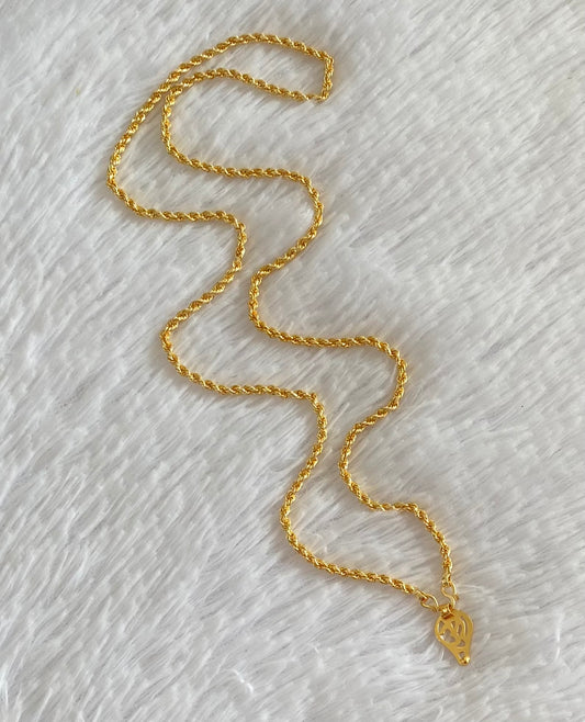 Gold tone 24 inches chain with om elakka pendant dj-54387