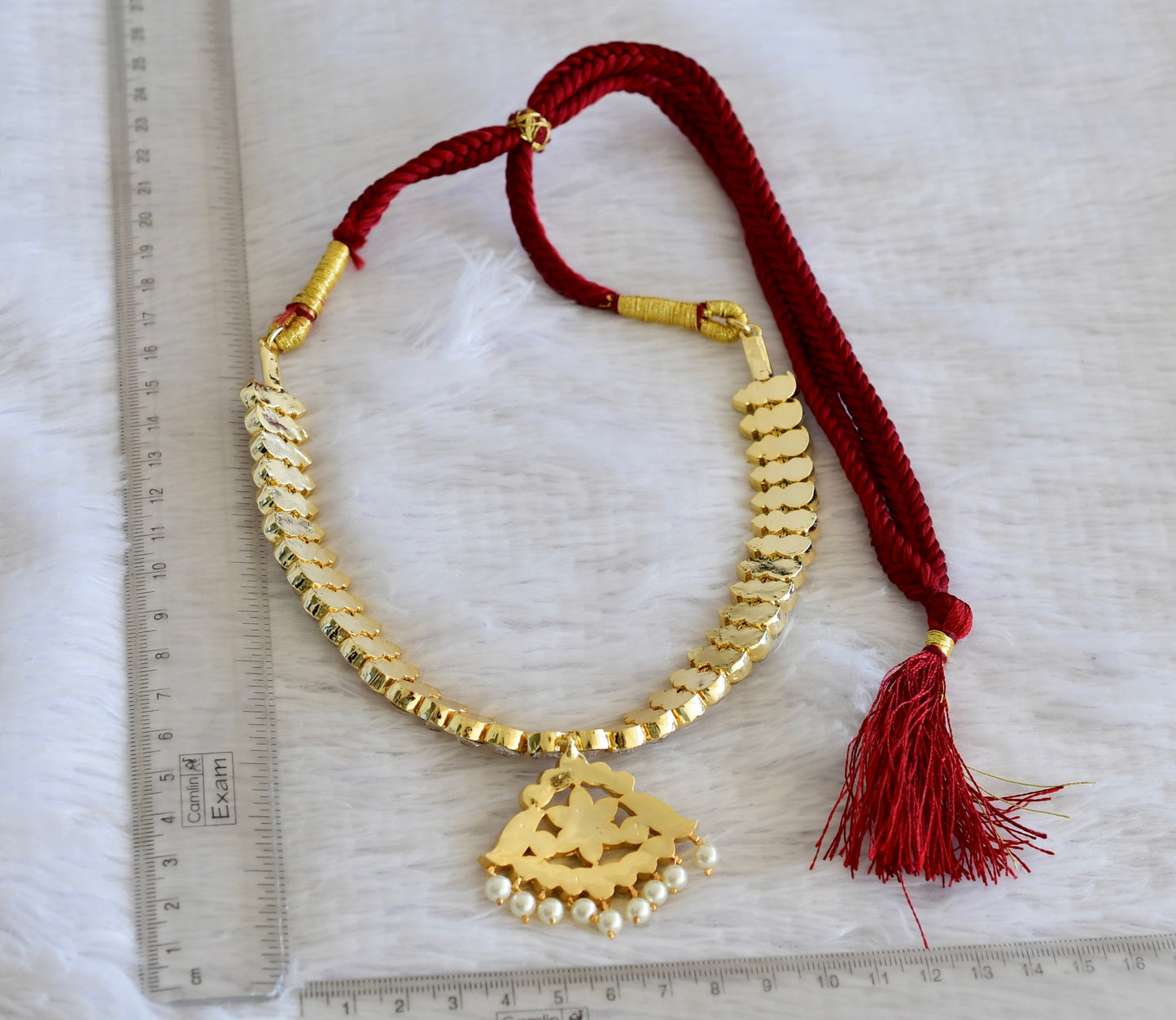 Gold tone AD white mango necklace dj-52515