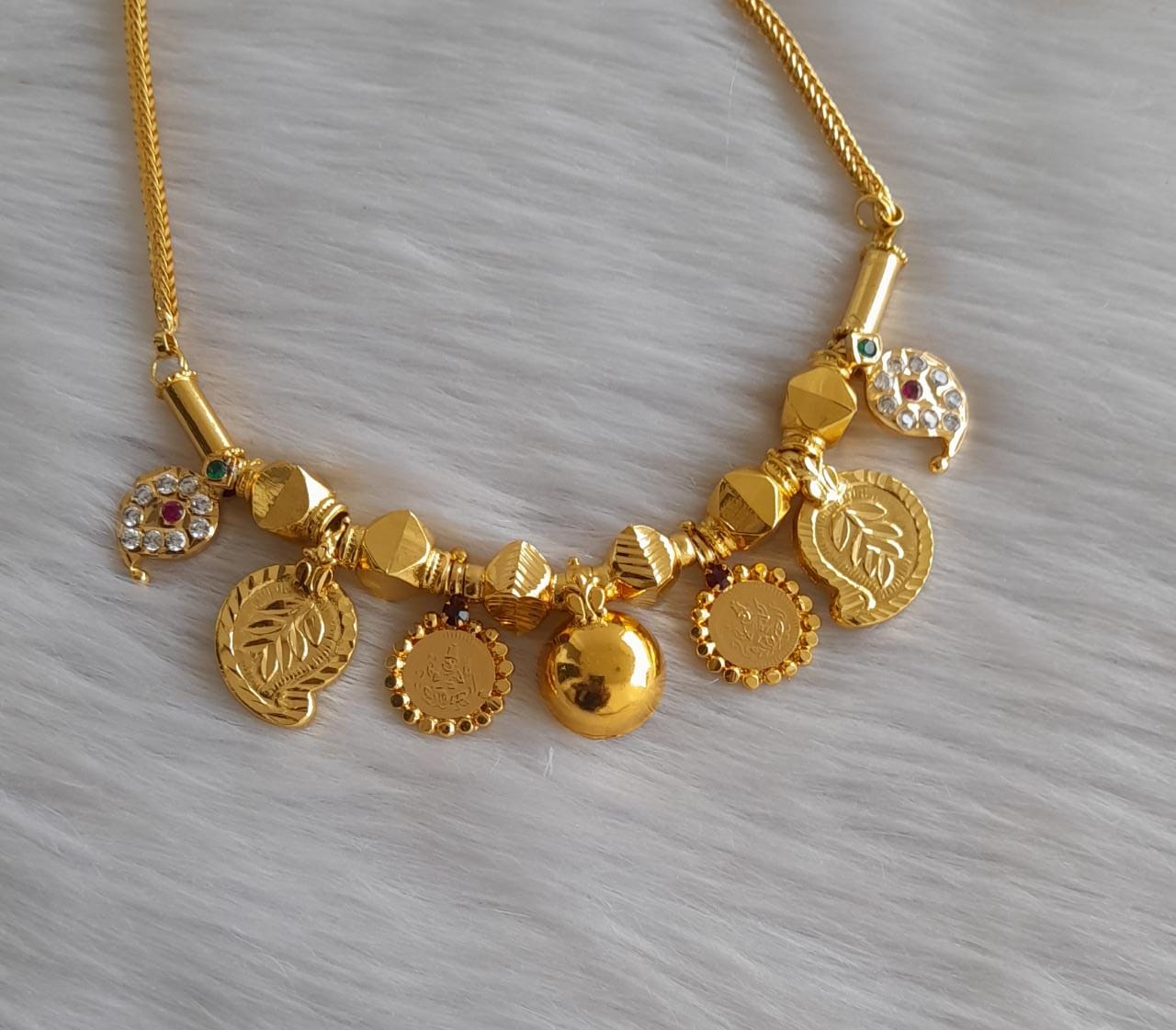 Gold tone mango lakshmi coin bottu mangalyam dj-42341